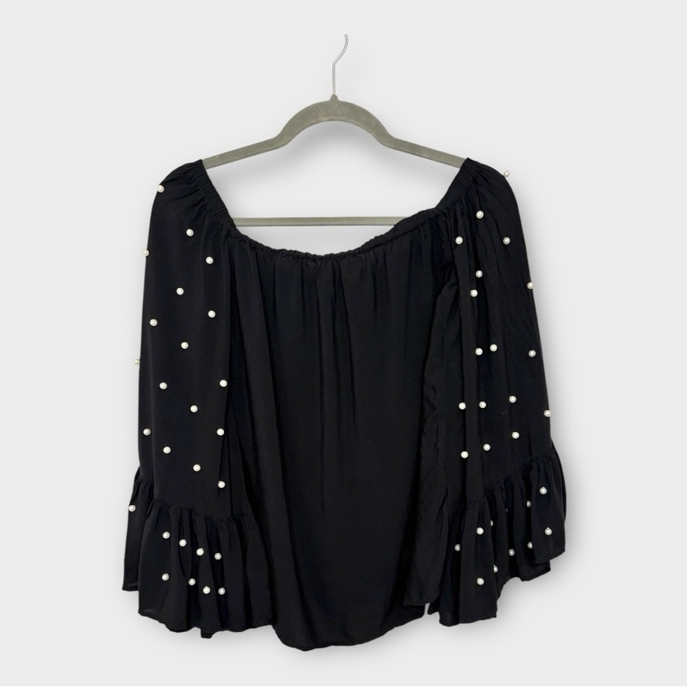 Entro Black Blouse with White Accents